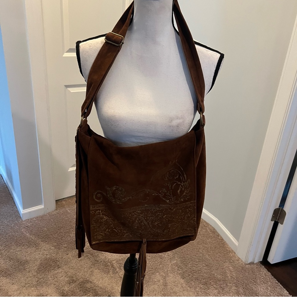 Free People Rust Suede Crossbody with Gold Embroidery - Picture 6 of 7